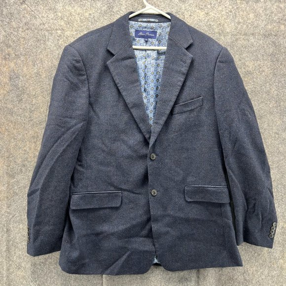 Alan Flusser Blazer Mens Extra Large Jacket Wool Blue Dress Suit 2 Button Suit - Picture 1 of 11